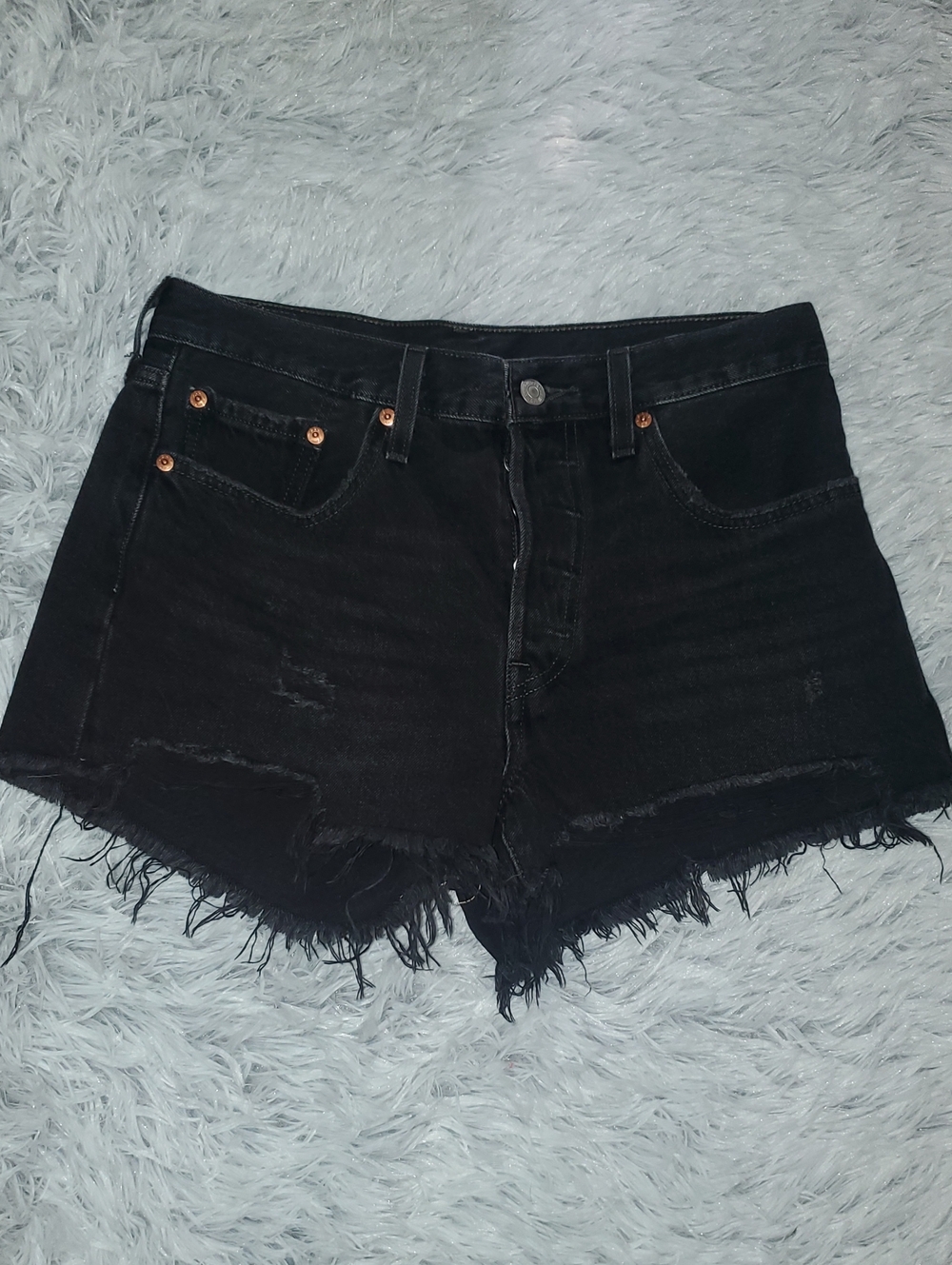 *Levi's Black Distressed Women's Denim Shorts*